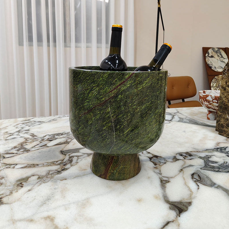 Flima Elegant Green Marble Sculptural Decorative Interior Bowl