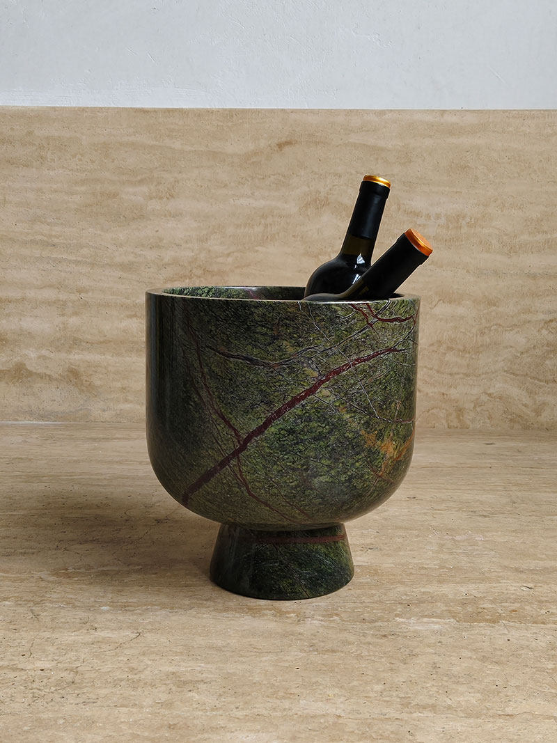 Flima Elegant Green Marble Sculptural Decorative Interior Bowl