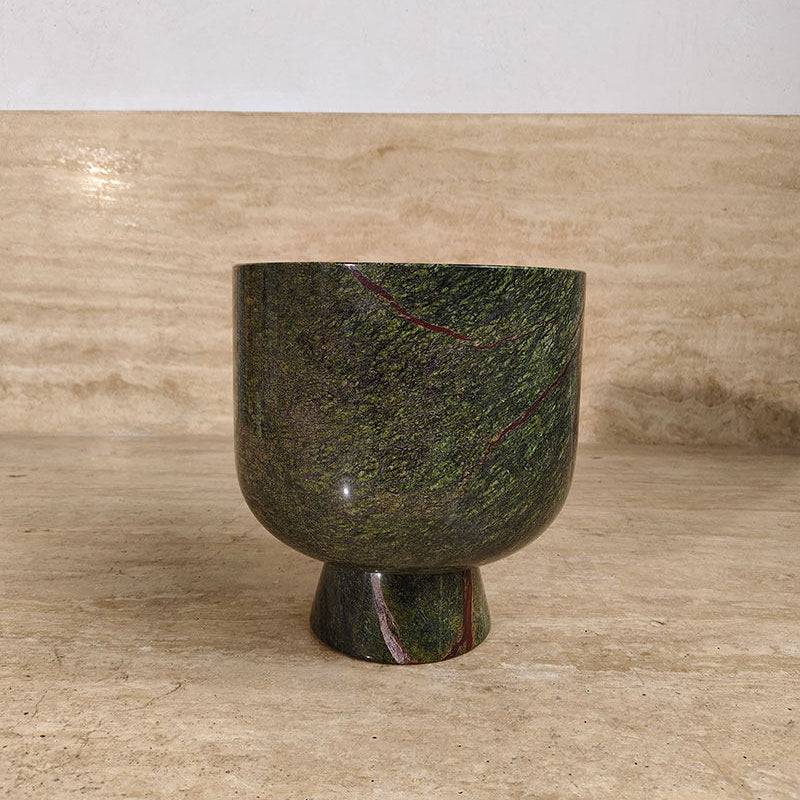 Flima Elegant Green Marble Sculptural Decorative Interior Bowl
