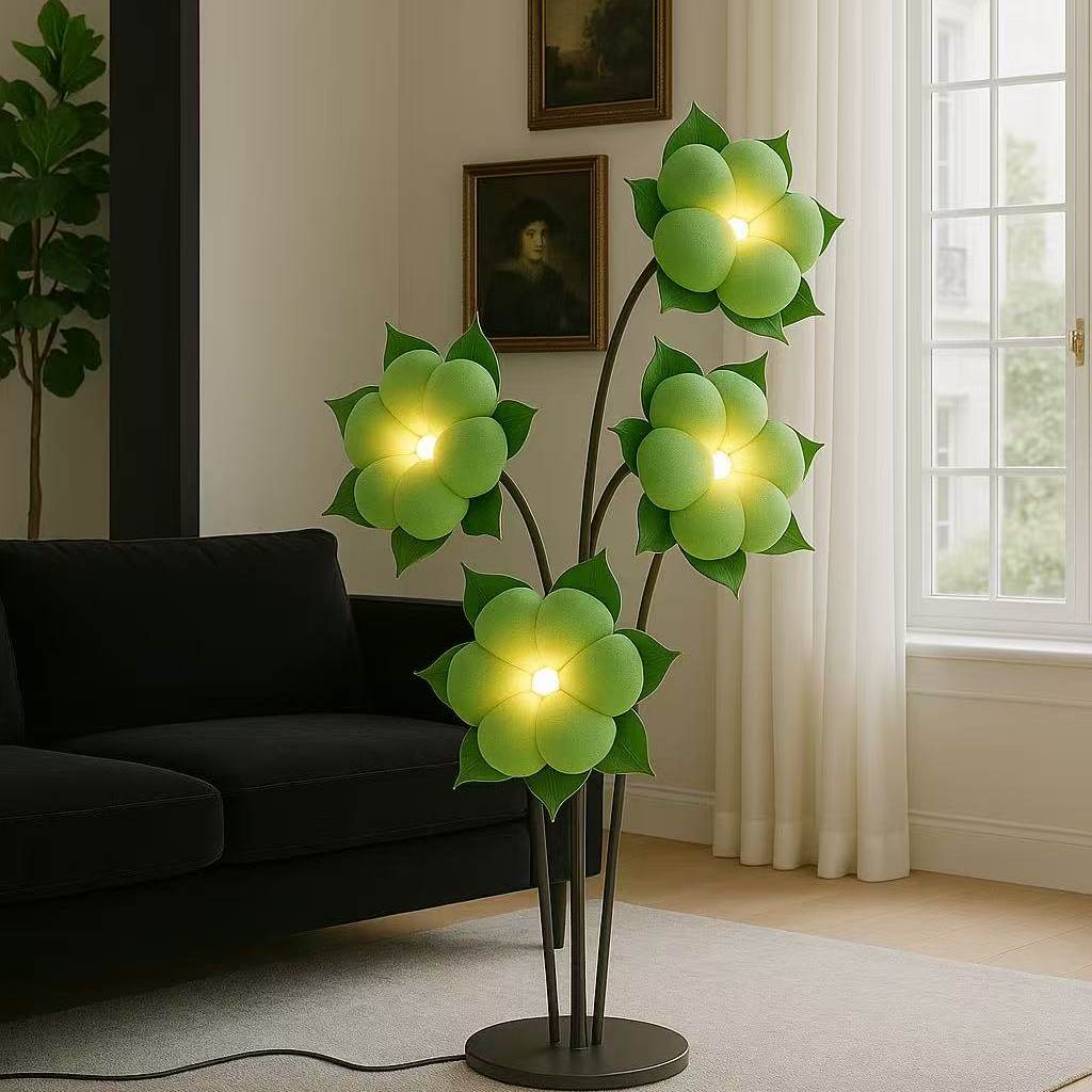 Sylvianne Green Blossom Floor Lamp