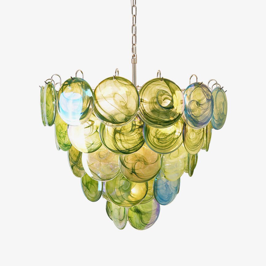 Lioraline Chandelier Green Murano Glass Disc Contemporary