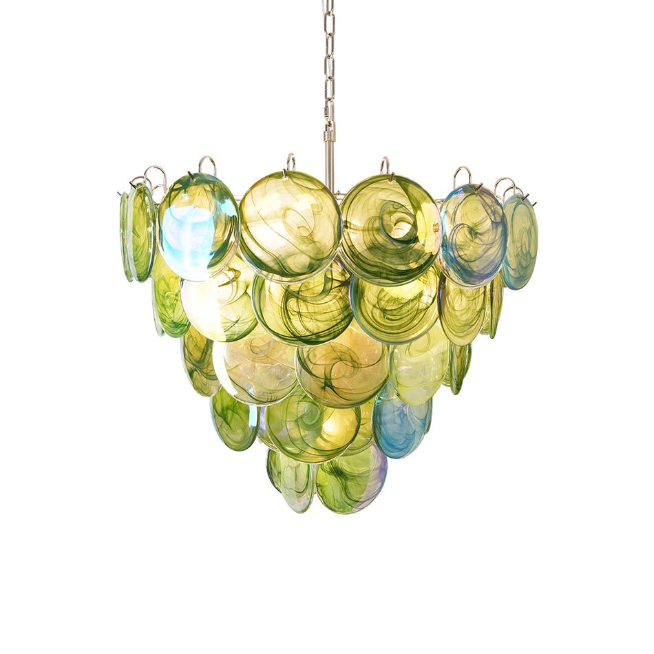Lioraline Chandelier Green Murano Glass Disc Contemporary