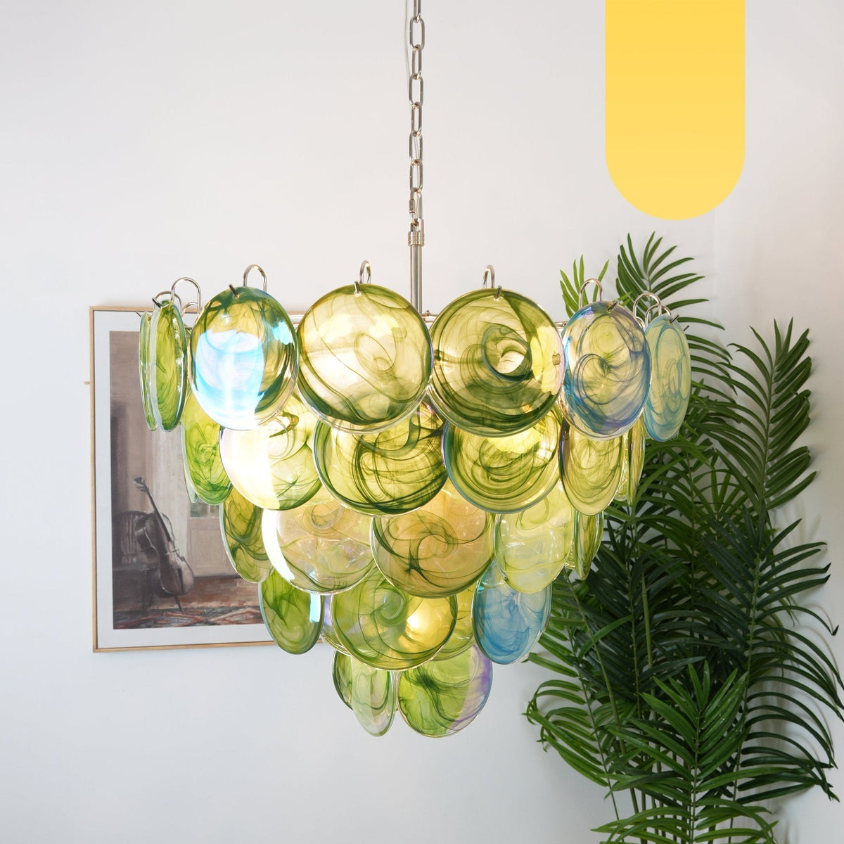Lioraline Chandelier Green Murano Glass Disc Contemporary