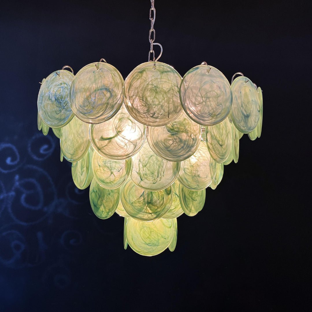 Lioraline Chandelier Green Murano Glass Disc Contemporary