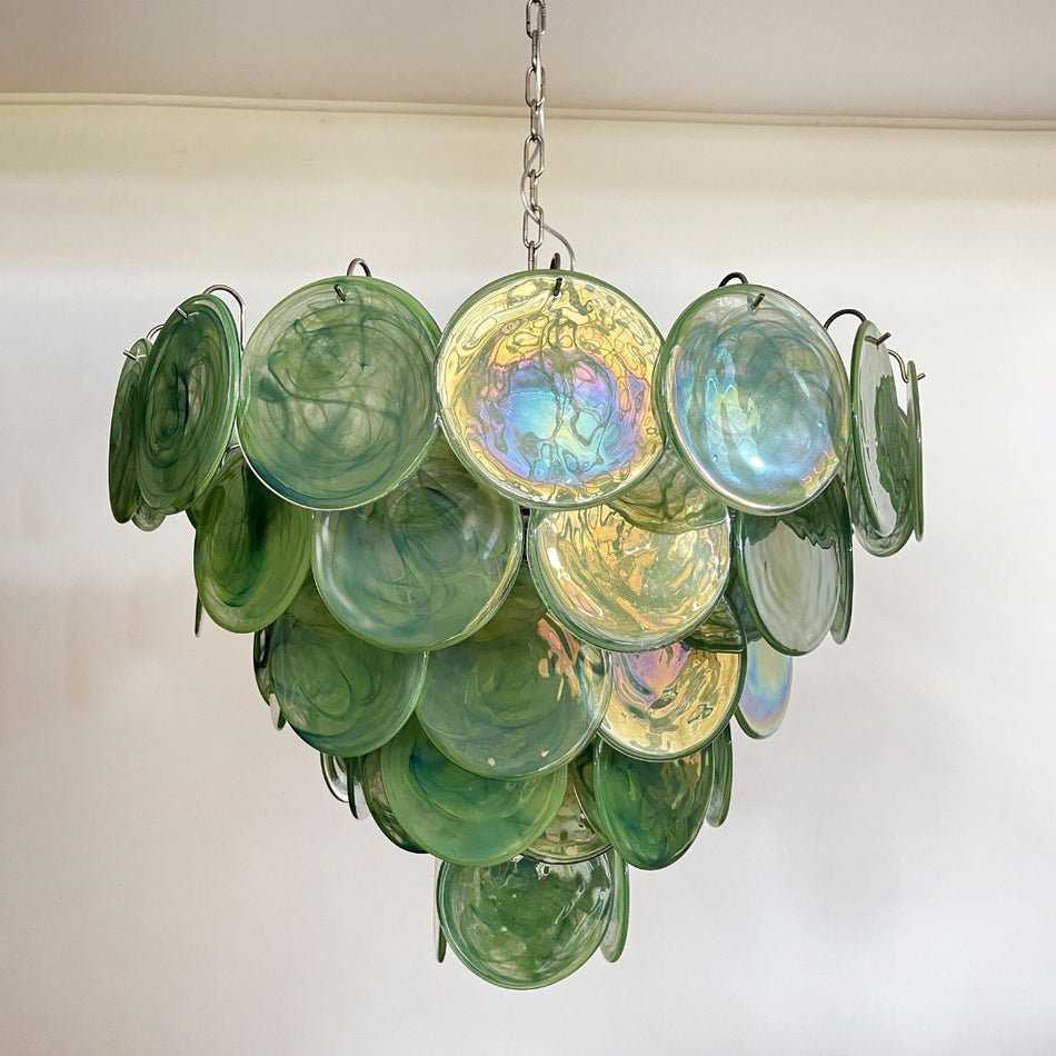 Lioraline Chandelier Green Murano Glass Disc Contemporary