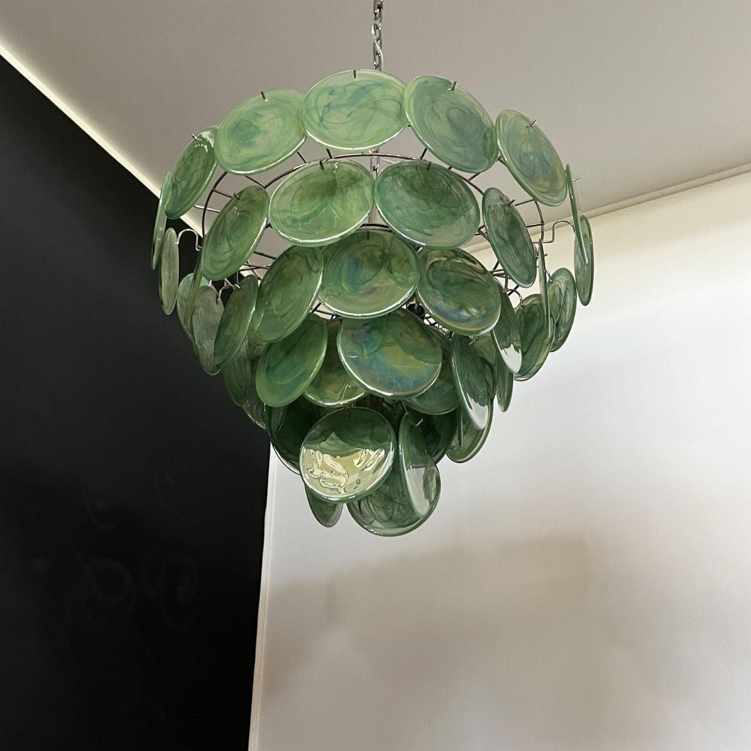 Lioraline Chandelier Green Murano Glass Disc Contemporary