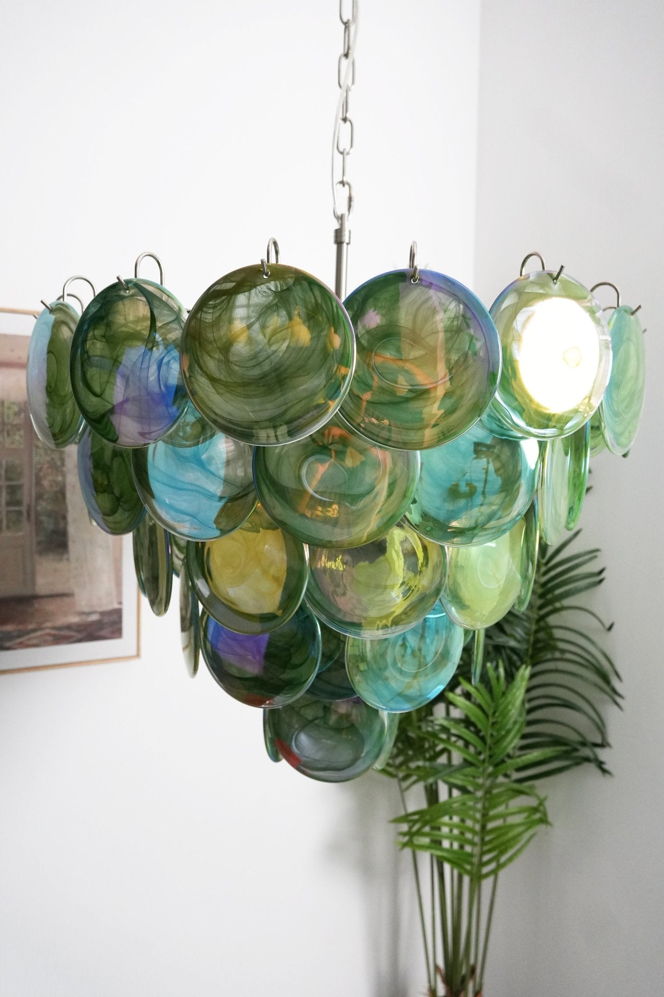 Lioraline Chandelier Green Murano Glass Disc Contemporary
