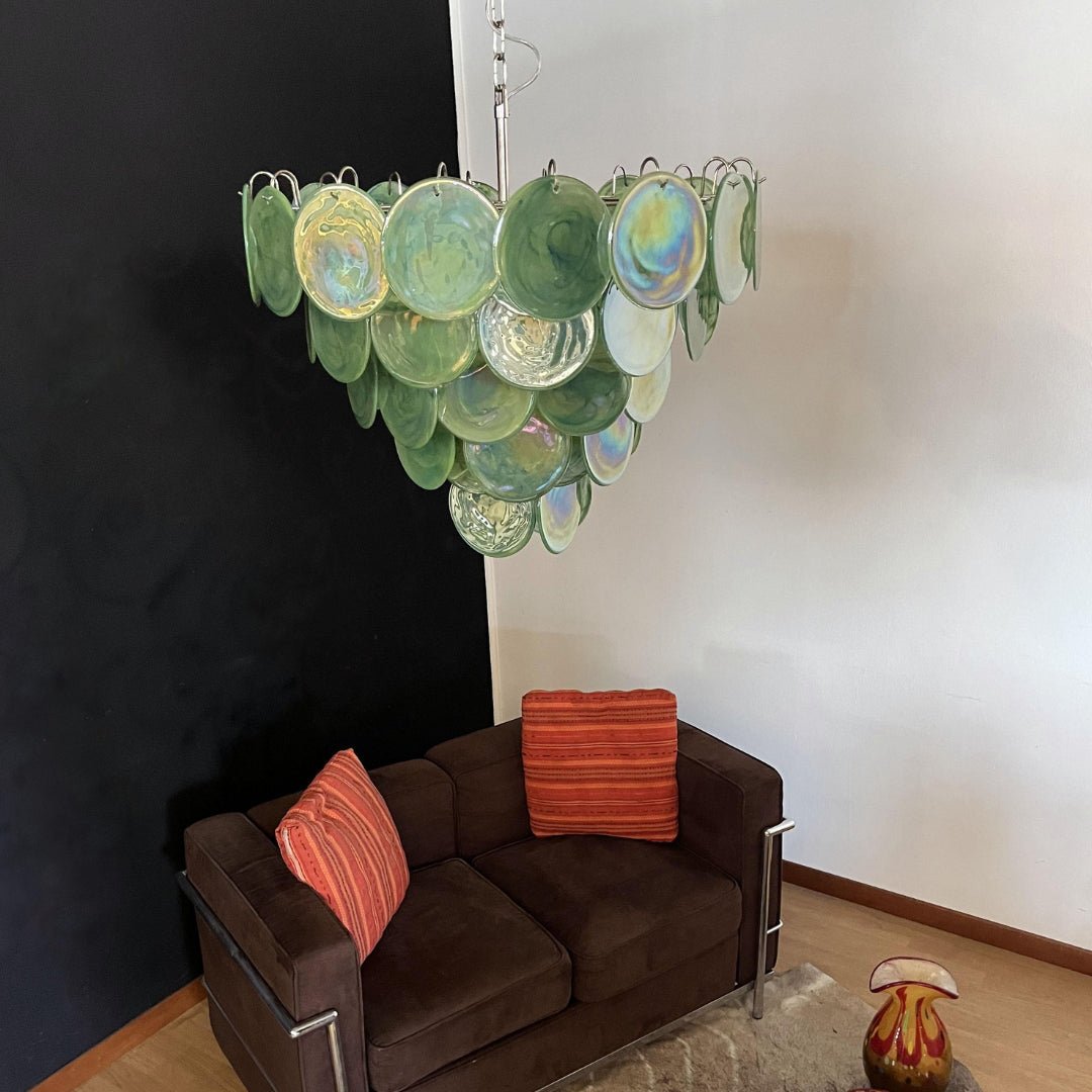 Lioraline Chandelier Green Murano Glass Disc Contemporary