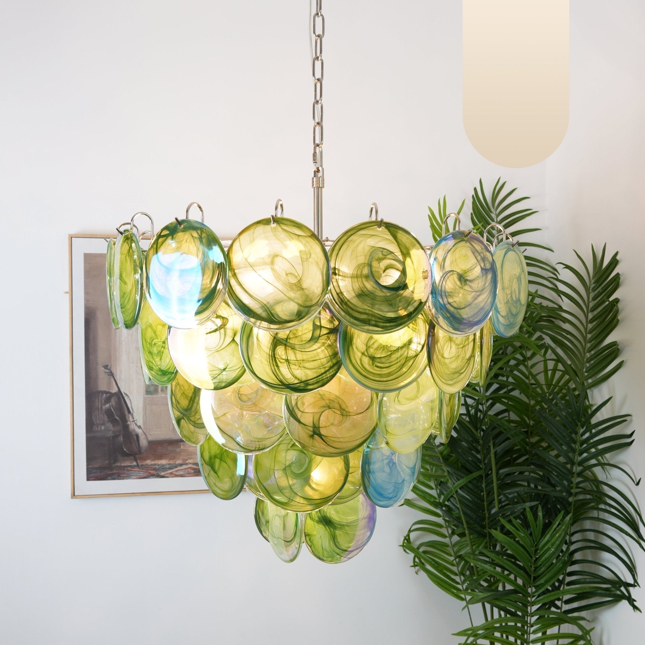 Lioraline Chandelier Green Murano Glass Disc Contemporary