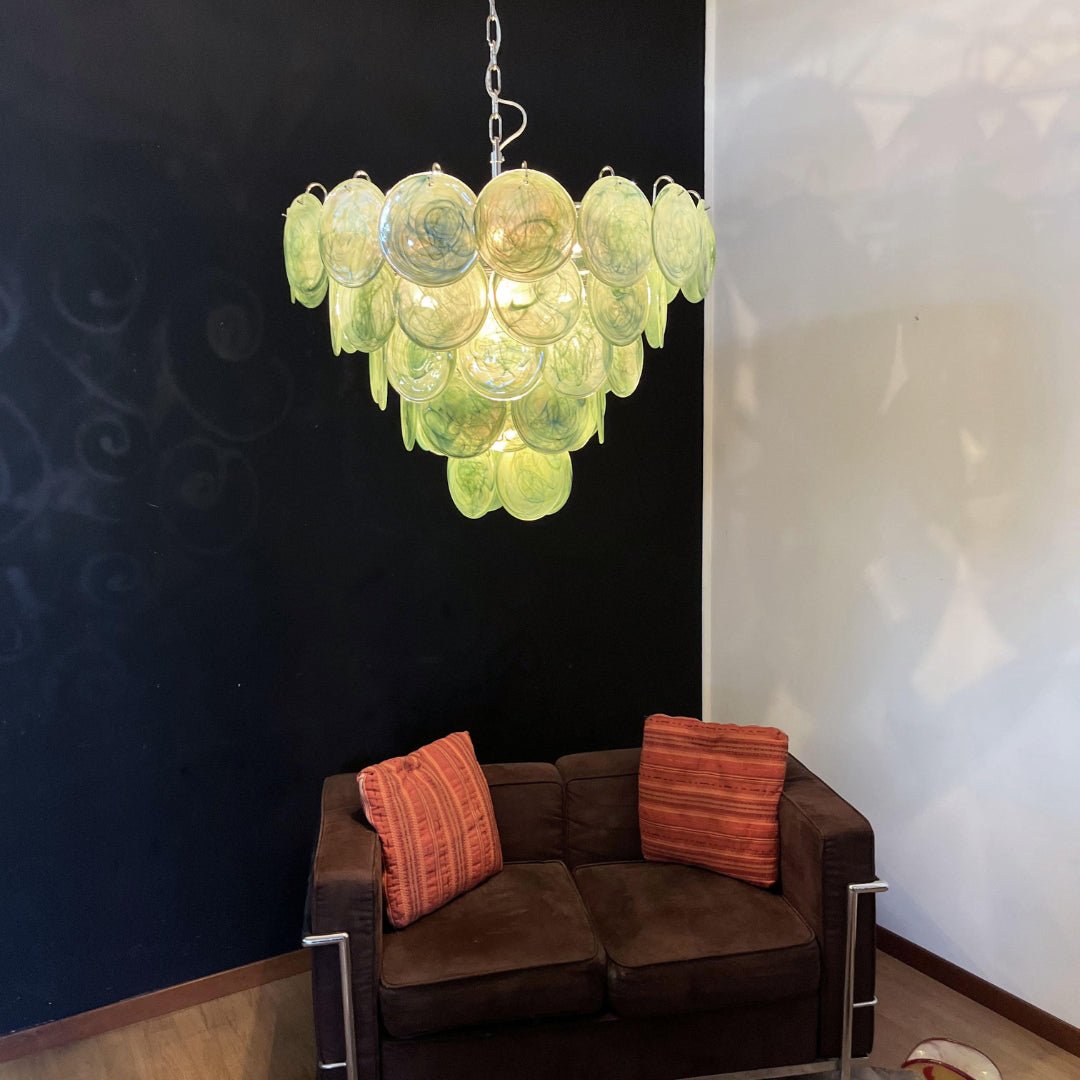 Lioraline Chandelier Green Murano Glass Disc Contemporary