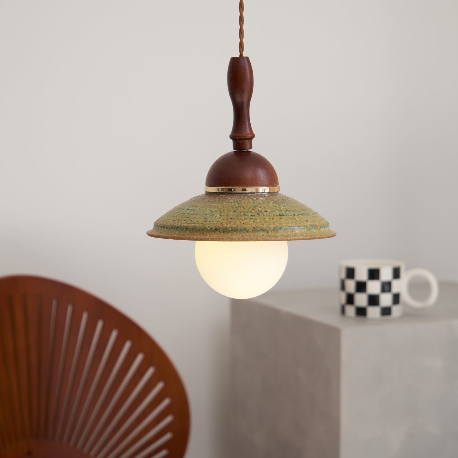 Macell Nordic Art Wood Ceramics Pendant Lamp