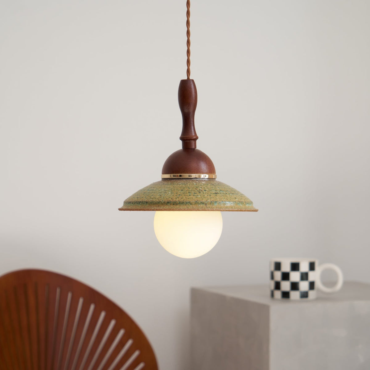 Macell Nordic Art Wood Ceramics Pendant Lamp