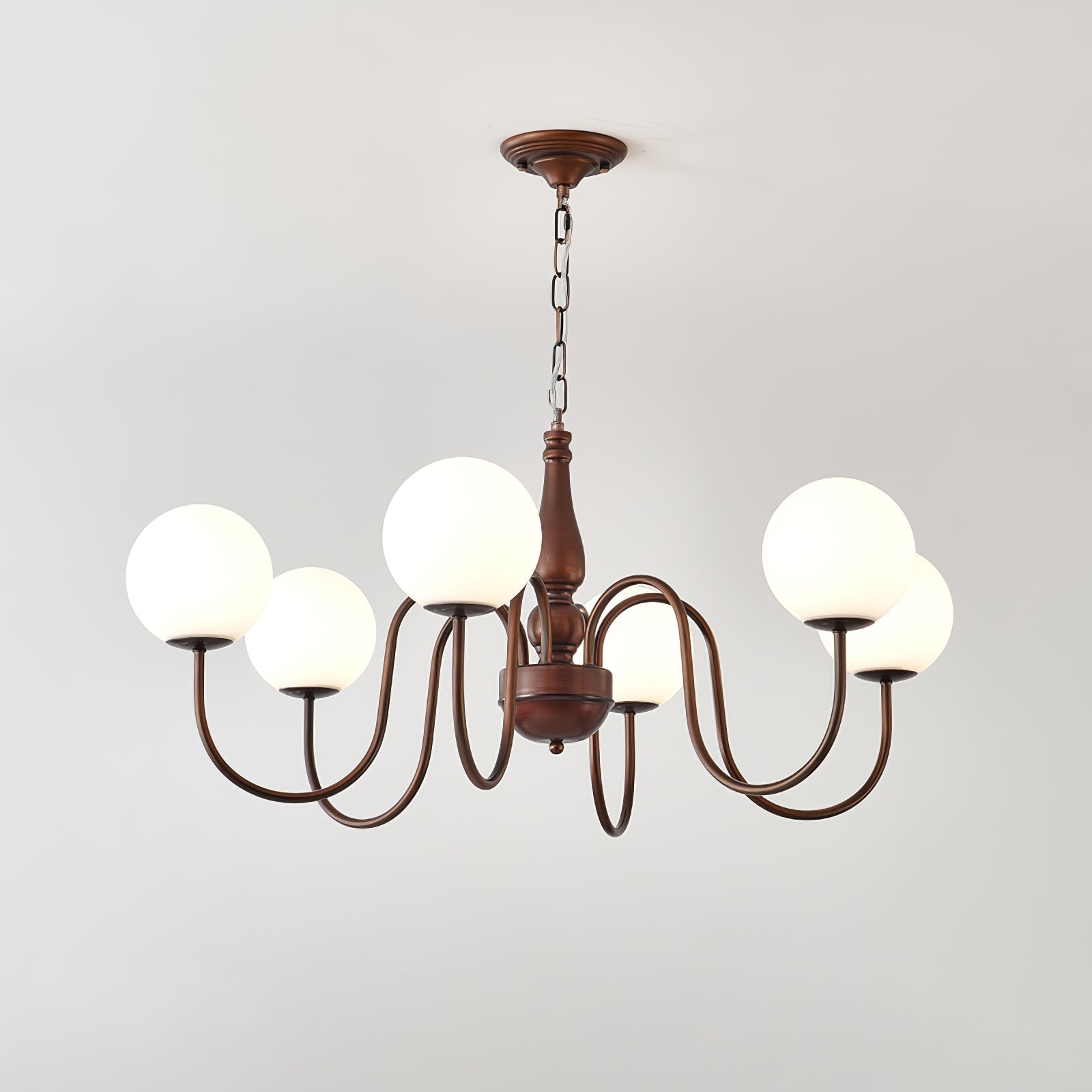 Grelor Chandelier Copper & Glass Grove Ball