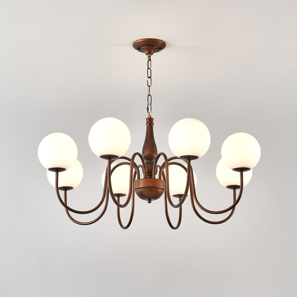 Grelor Chandelier Copper & Glass Grove Ball