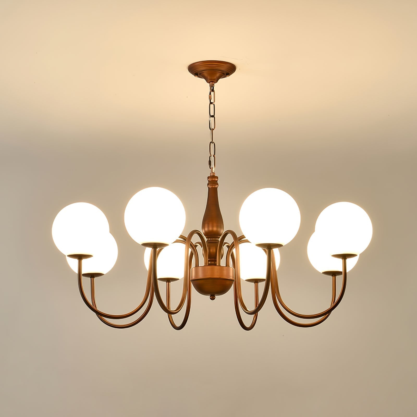 Grelor Chandelier Copper & Glass Grove Ball