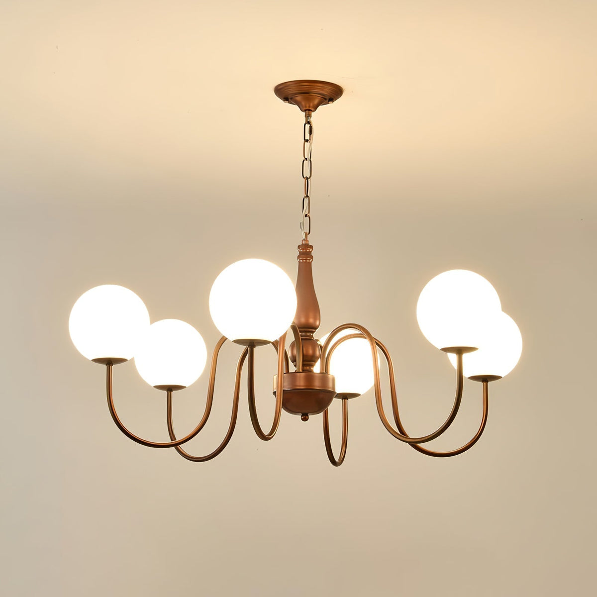 Grelor Chandelier Copper & Glass Grove Ball