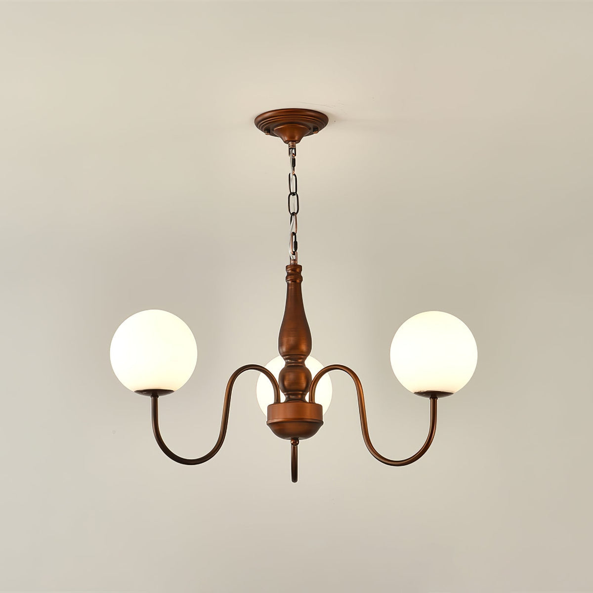 Grelor Chandelier Copper & Glass Grove Ball