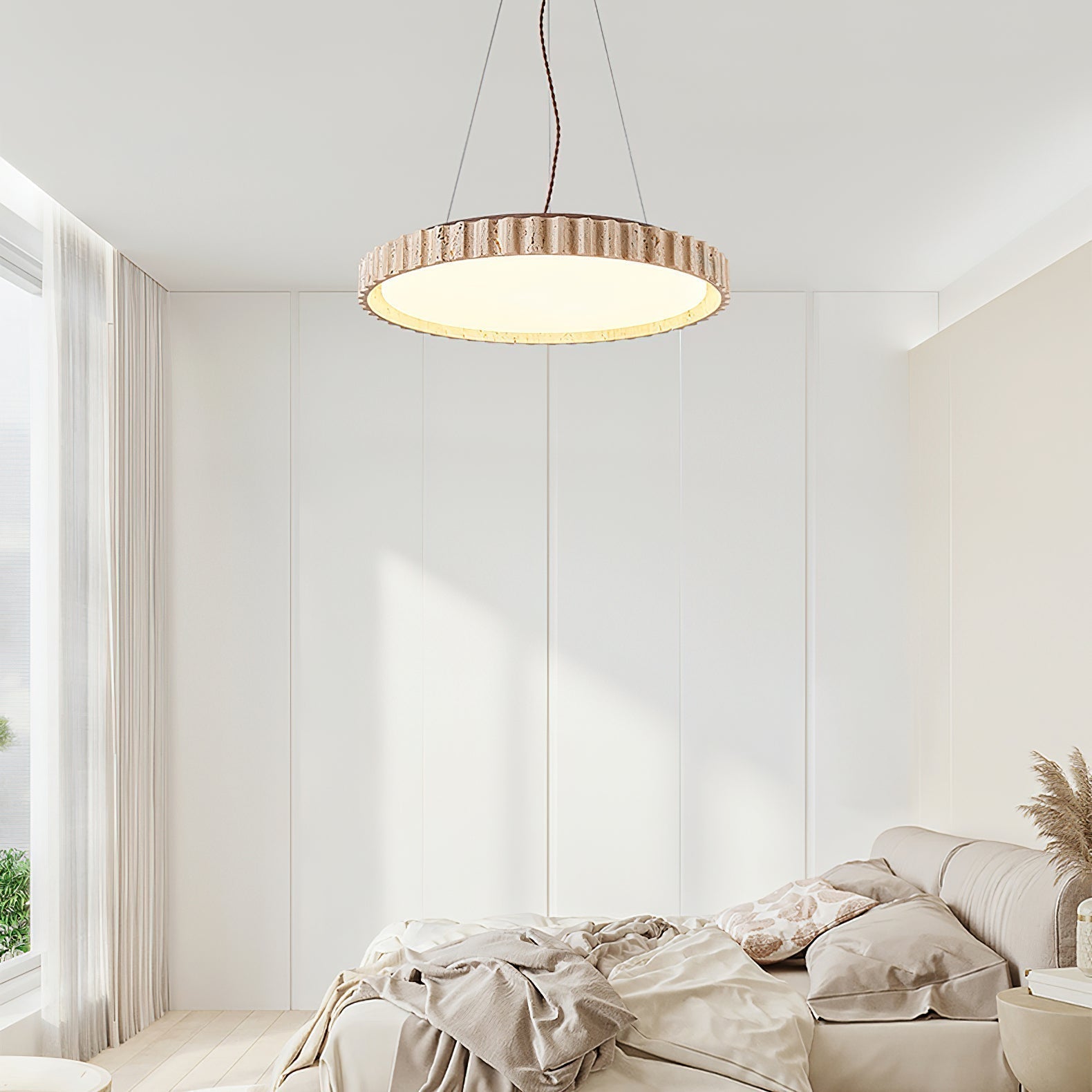Elvenis Circular Travertine Pendant Light