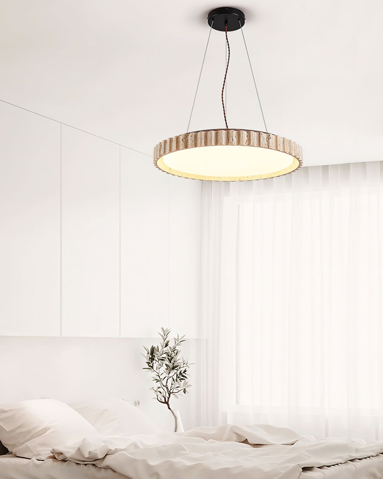 Elvenis Circular Travertine Pendant Light