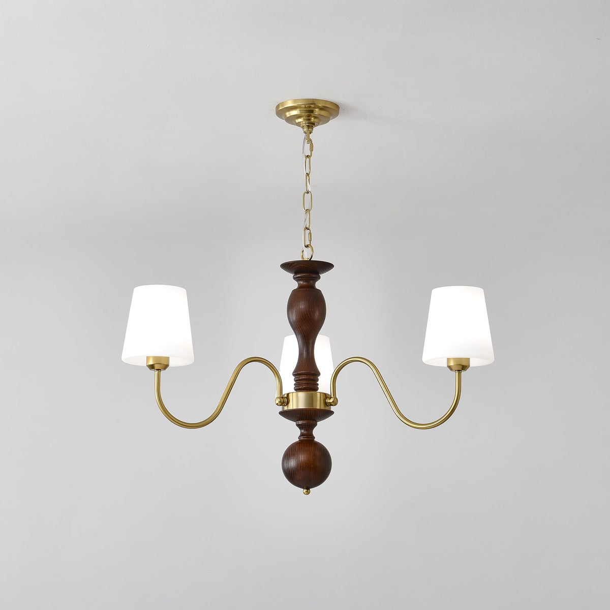 Vivena Chandelier Brass Wood Rustic Vintage