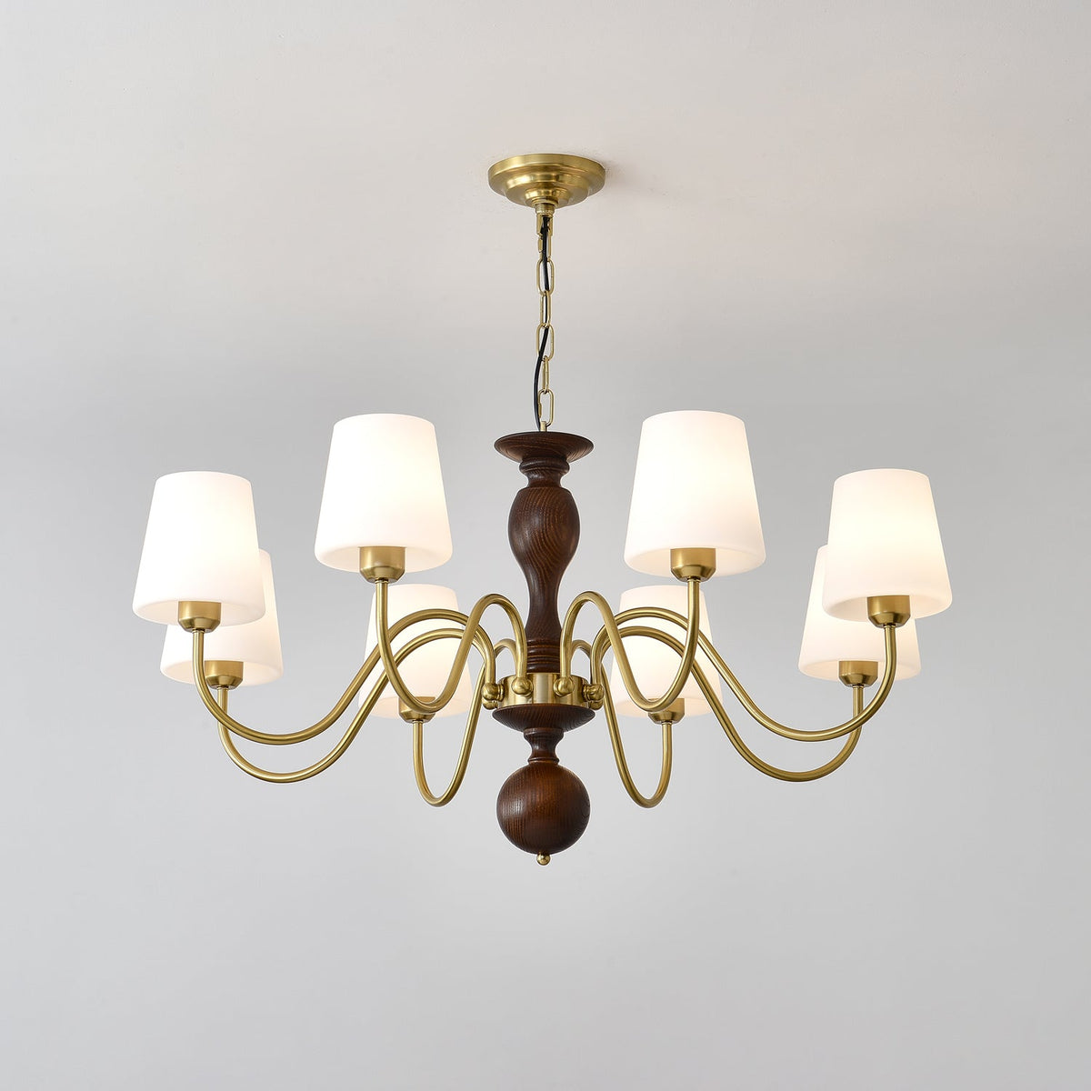 Vivena Chandelier Brass Wood Rustic Vintage