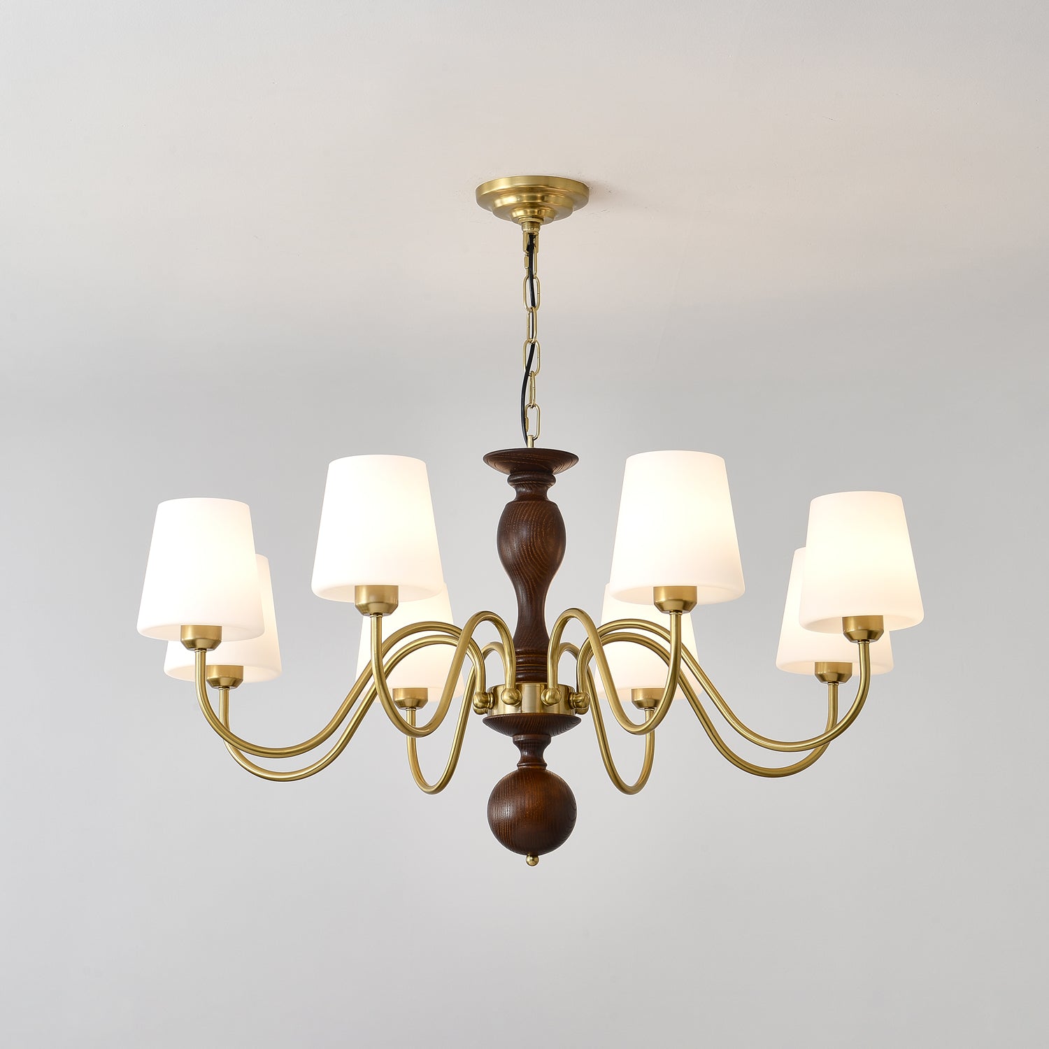 Vivena Chandelier Brass Wood Rustic Vintage