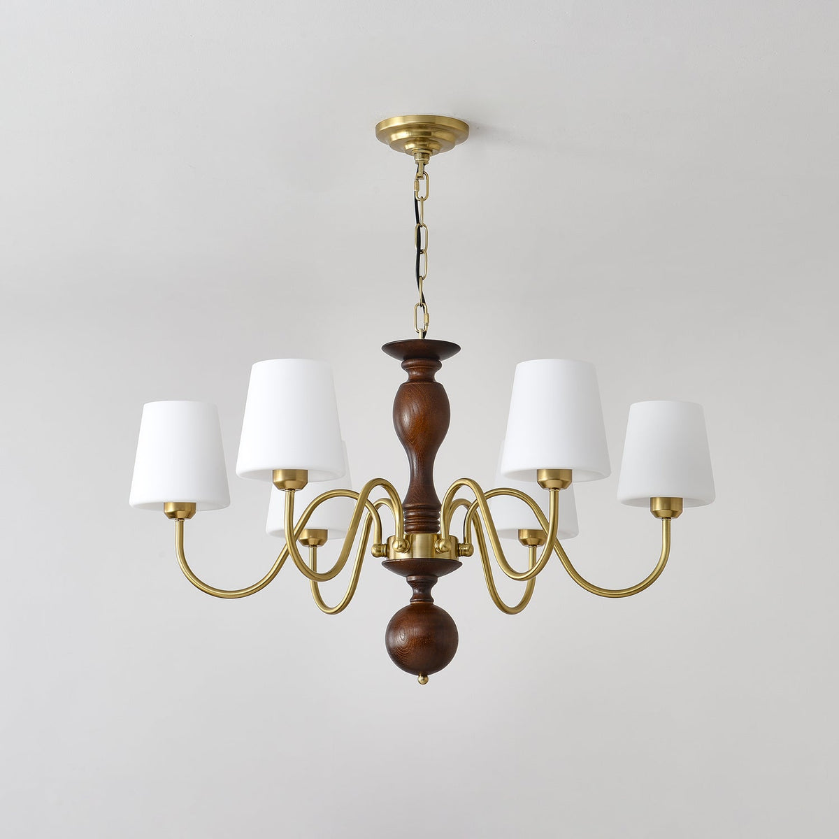 Vivena Chandelier Brass Wood Rustic Vintage