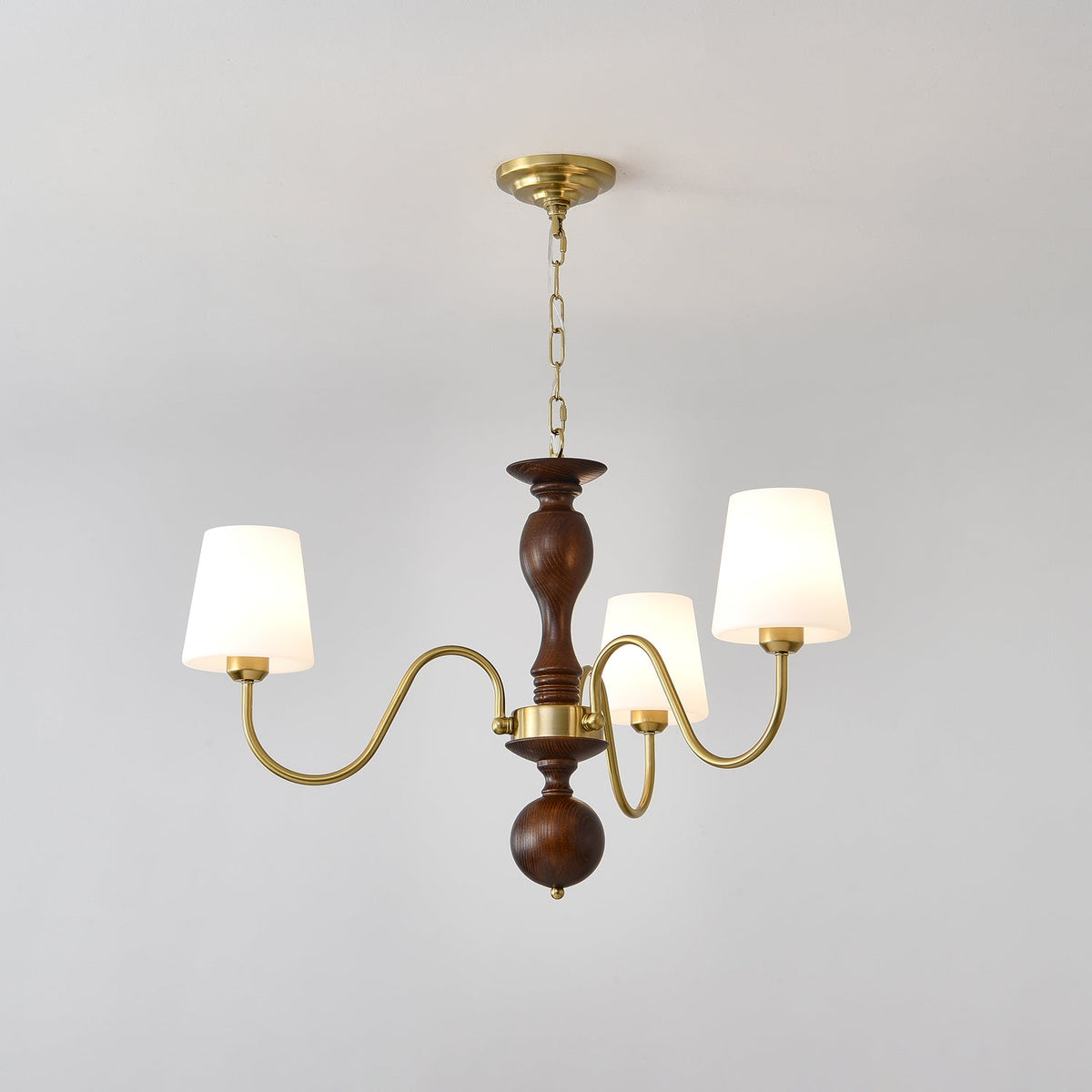 Vivena Chandelier Brass Wood Rustic Vintage