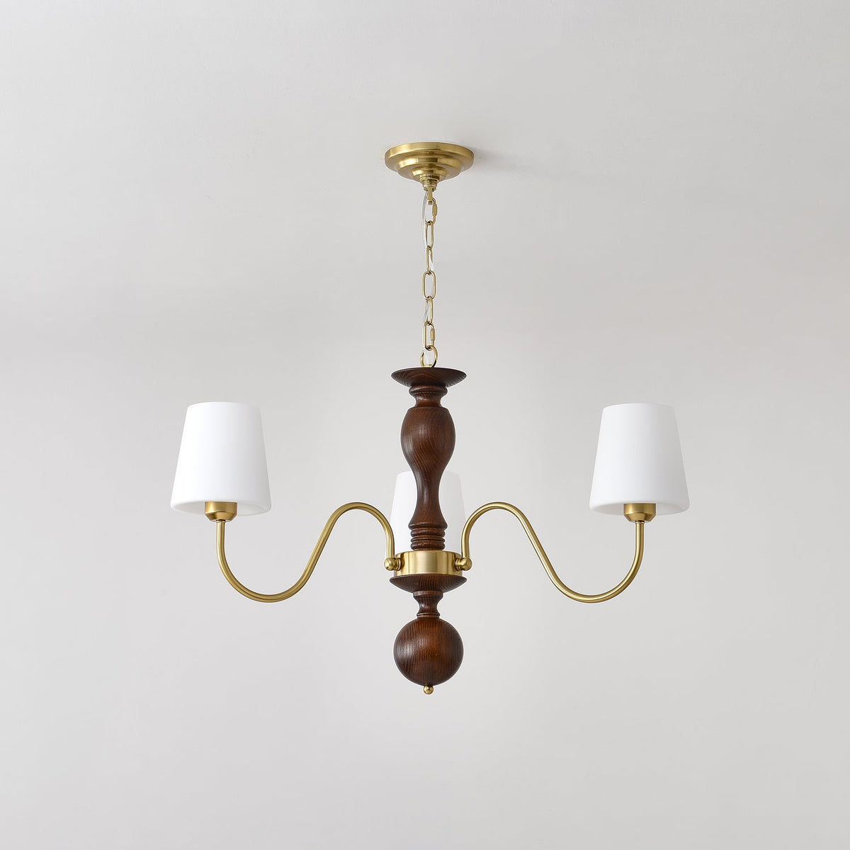 Vivena Chandelier Brass Wood Rustic Vintage