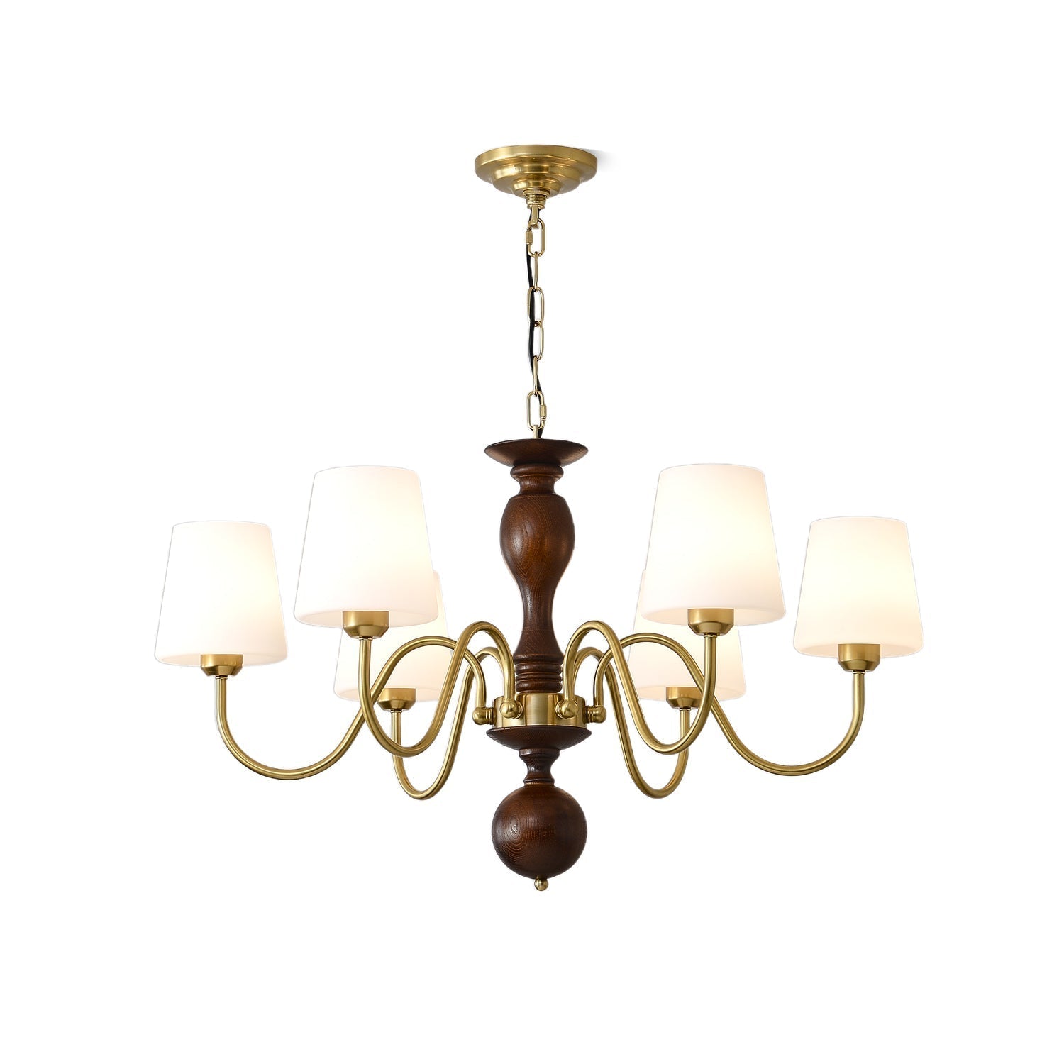 Vivena Chandelier Brass Wood Rustic Vintage
