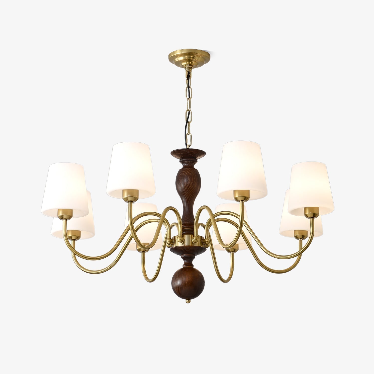 Vivena Chandelier Brass Wood Rustic Vintage