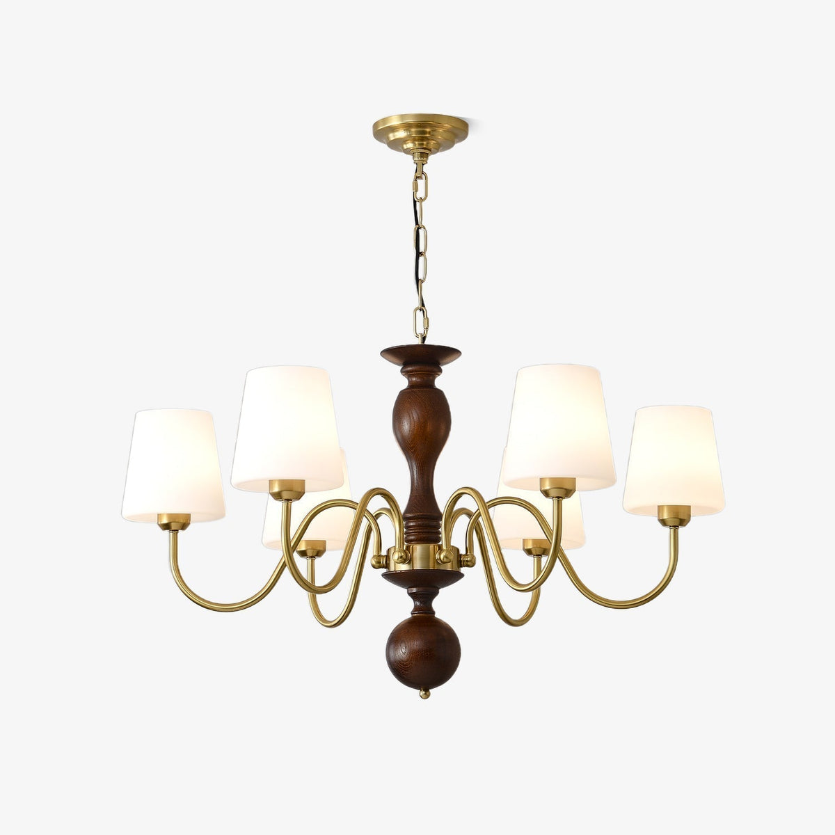 Vivena Chandelier Brass Wood Rustic Vintage