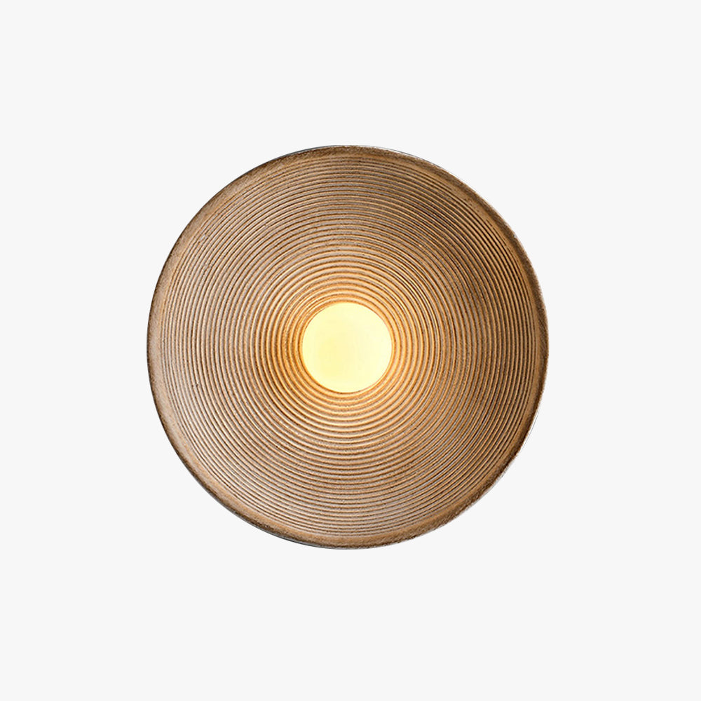 Aria Modern Round Indoor Wall Lamp Wood Bedroom Living Room - Neutral Decor