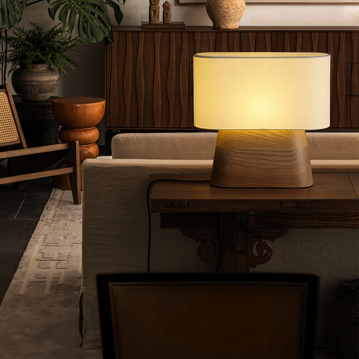 Grashen Wood & Fabric Table Lamp