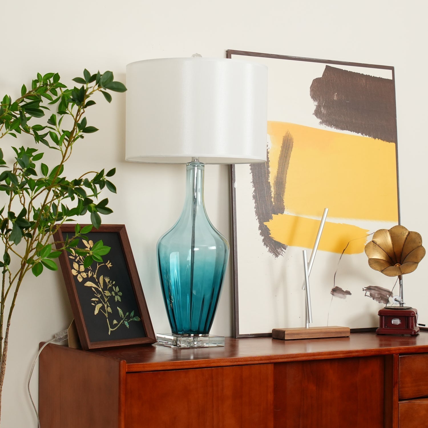 Syphae Glass Table Lamp - Neutral Decor