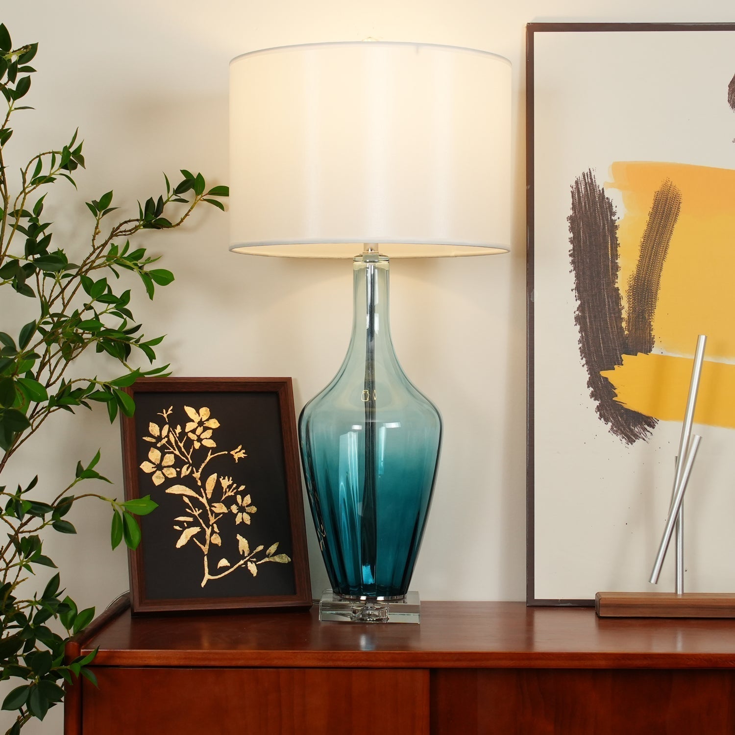 Syphae Glass Table Lamp - Neutral Decor