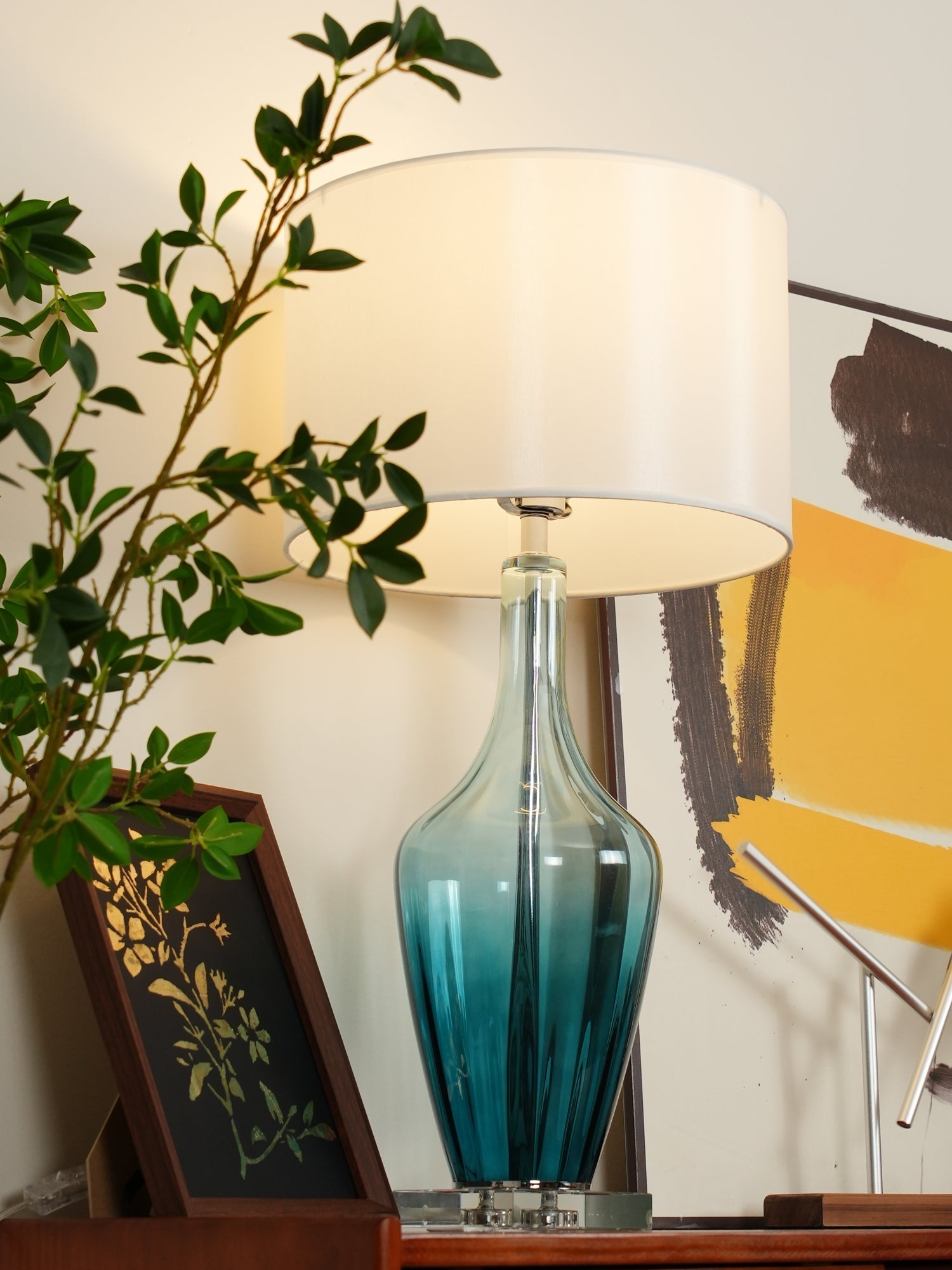 Syphae Glass Table Lamp - Neutral Decor