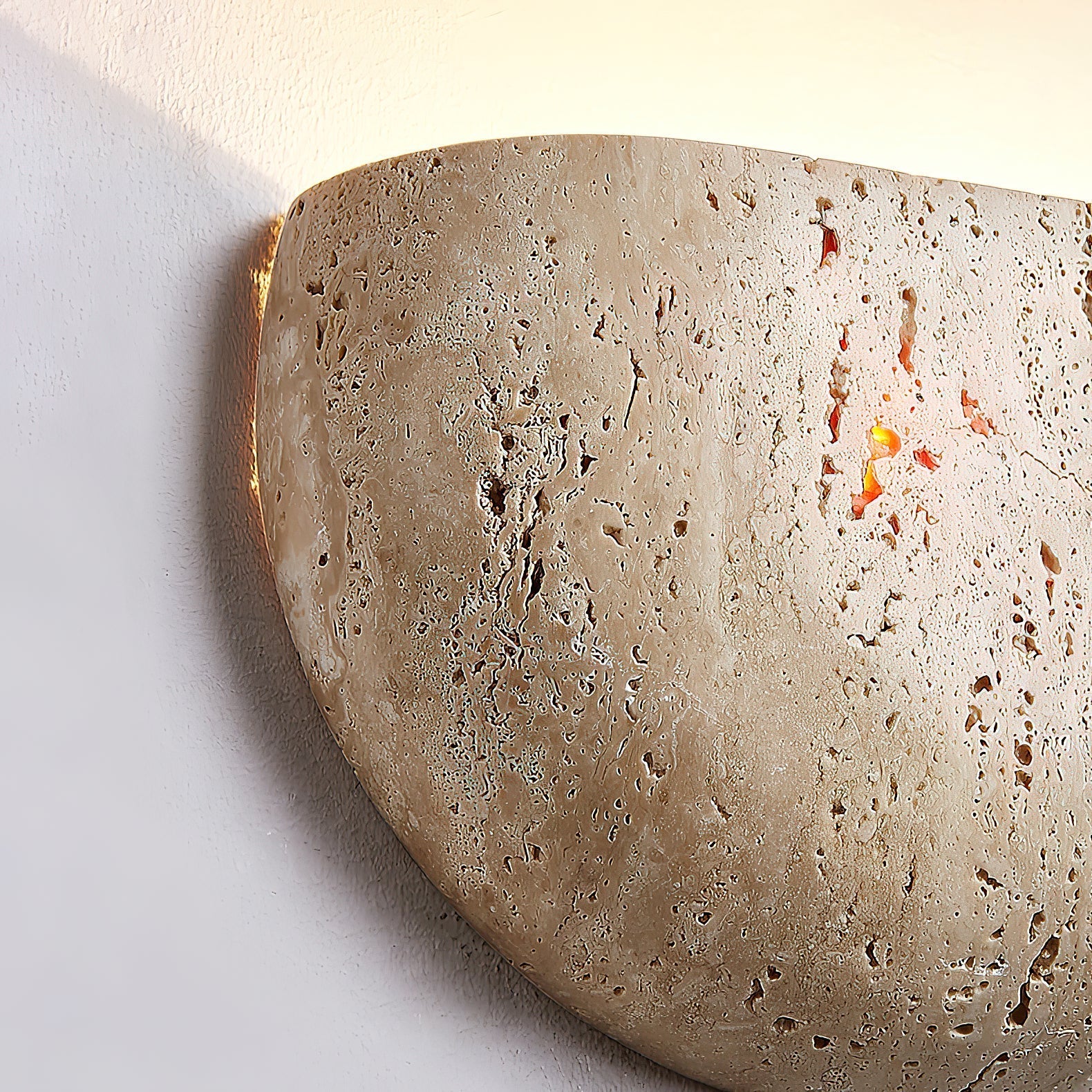 Cuvenarae Modern Minimalist Moon Travertine Wall Lamp - Neutral Decor