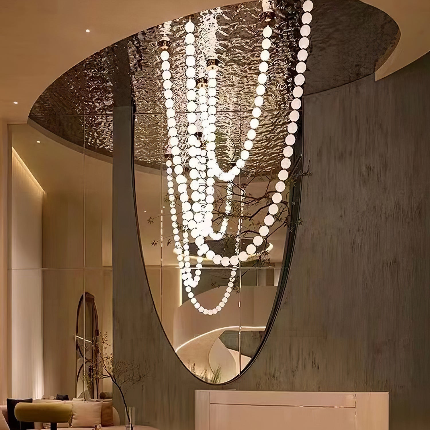 PearlCascade Glass Bead Chandelier