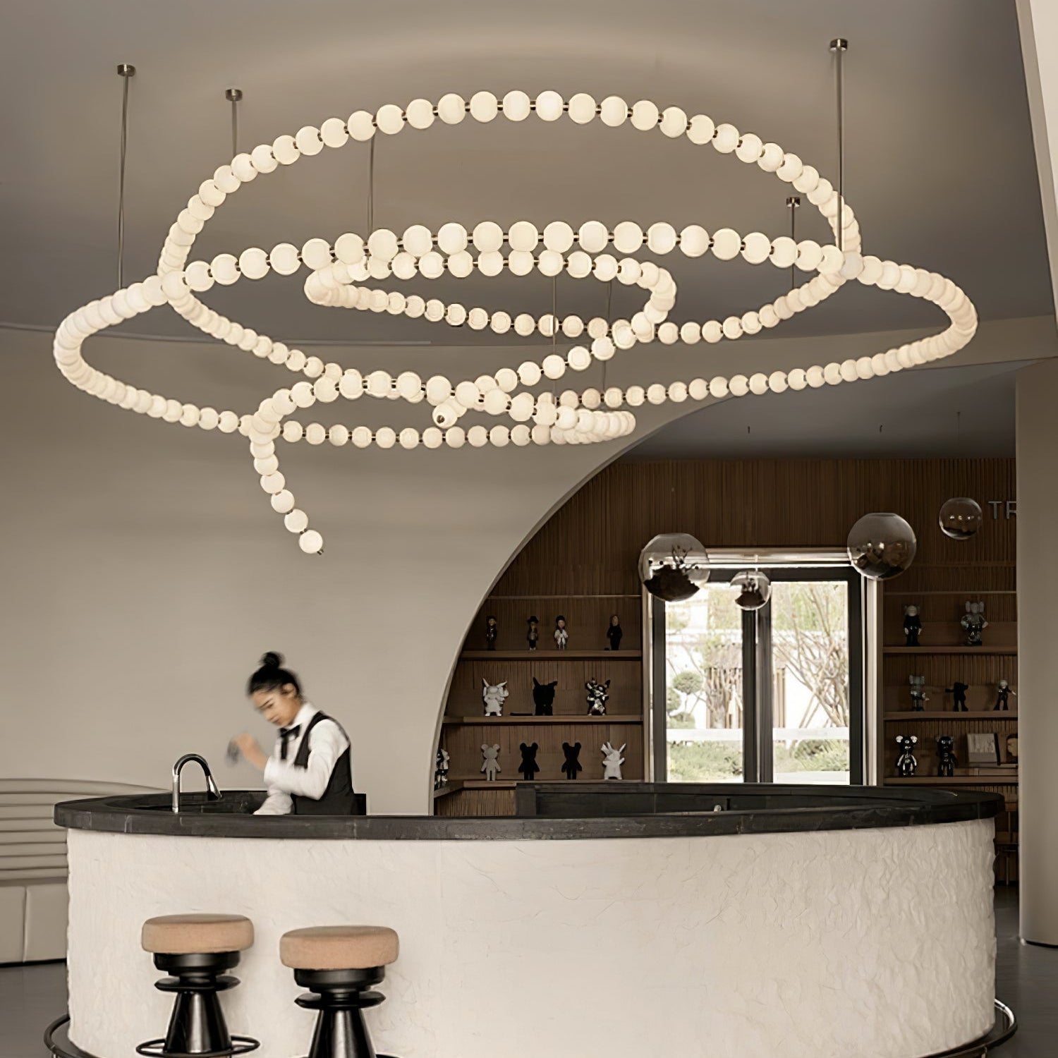 PearlCascade Glass Bead Chandelier