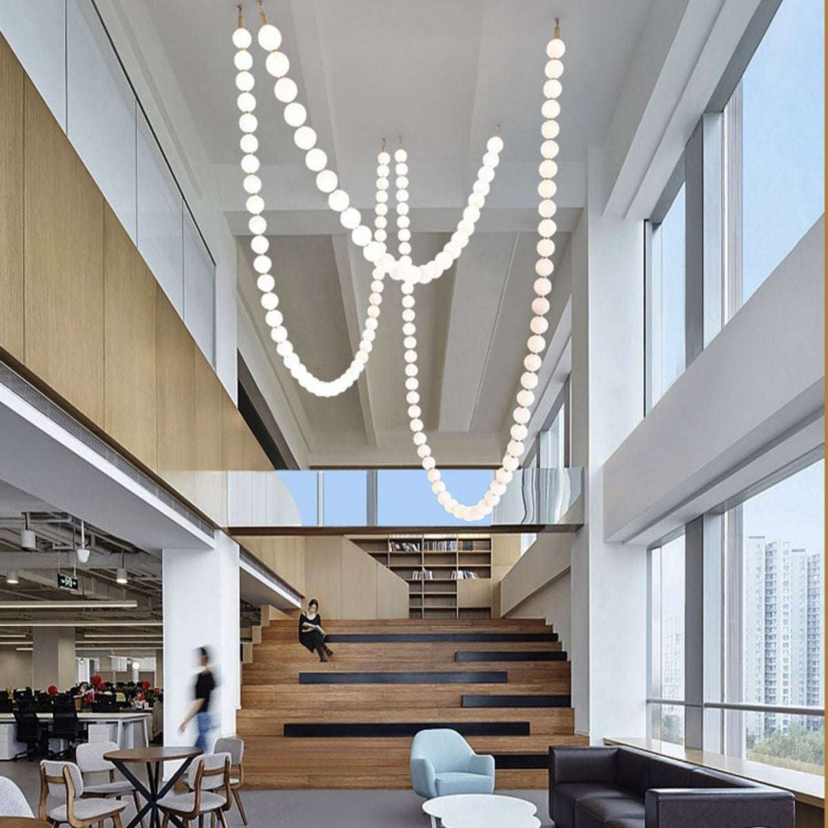 PearlCascade Glass Bead Chandelier