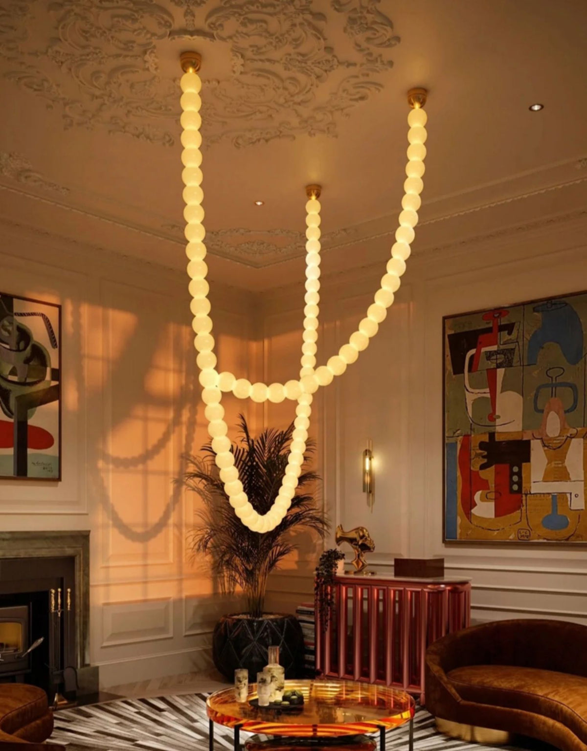 PearlCascade Glass Bead Chandelier