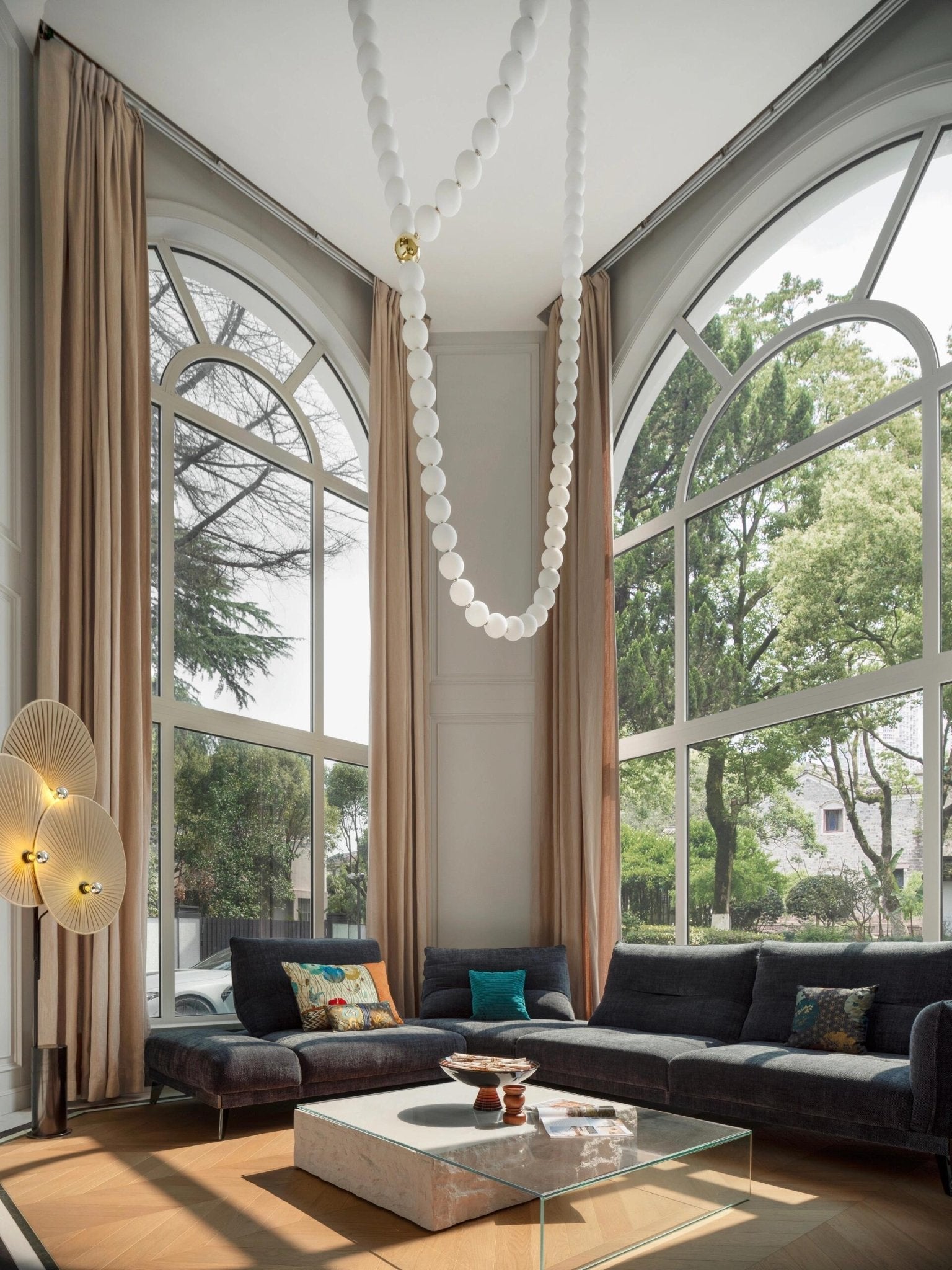 PearlCascade Glass Bead Chandelier