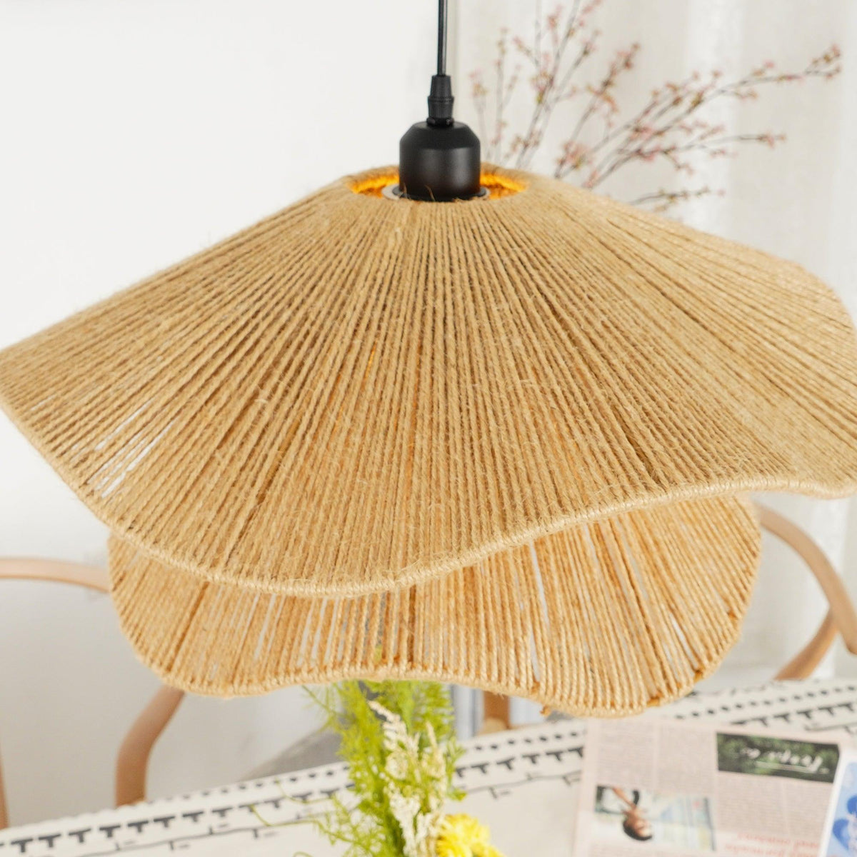 Avenaenne Pendant Lamp Handmade Straw Hat Double Layer