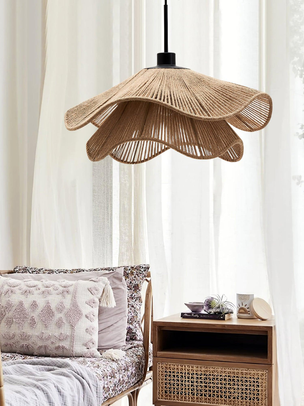 Avenaenne Pendant Lamp Handmade Straw Hat Double Layer