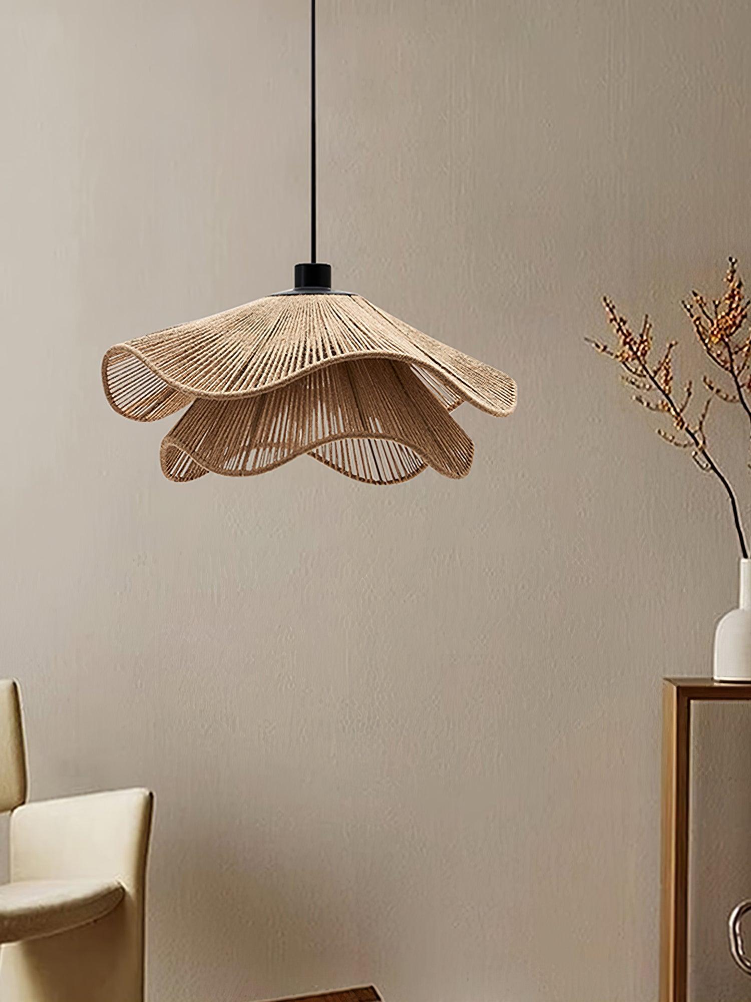 Avenaenne Pendant Lamp Handmade Straw Hat Double Layer