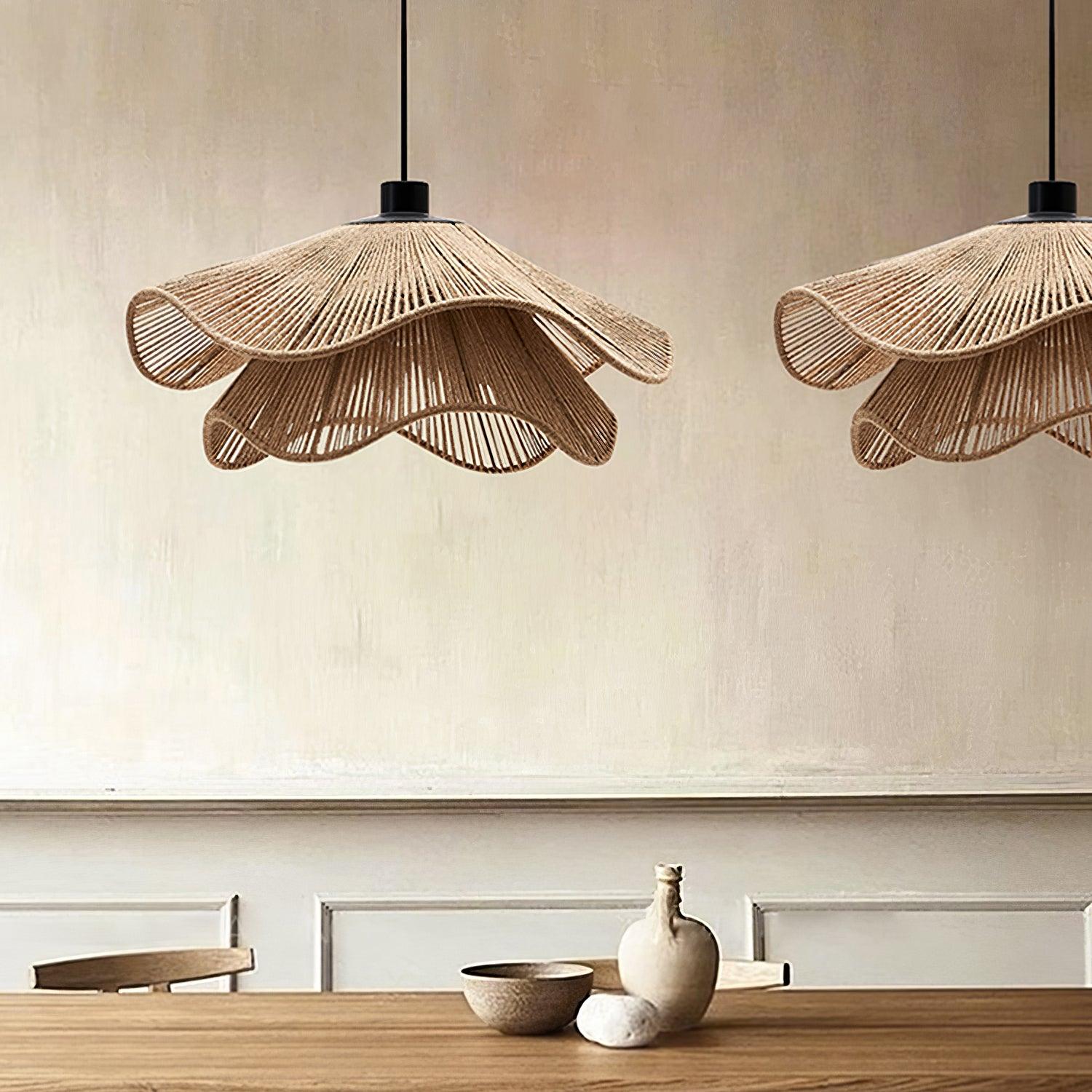 Avenaenne Pendant Lamp Handmade Straw Hat Double Layer
