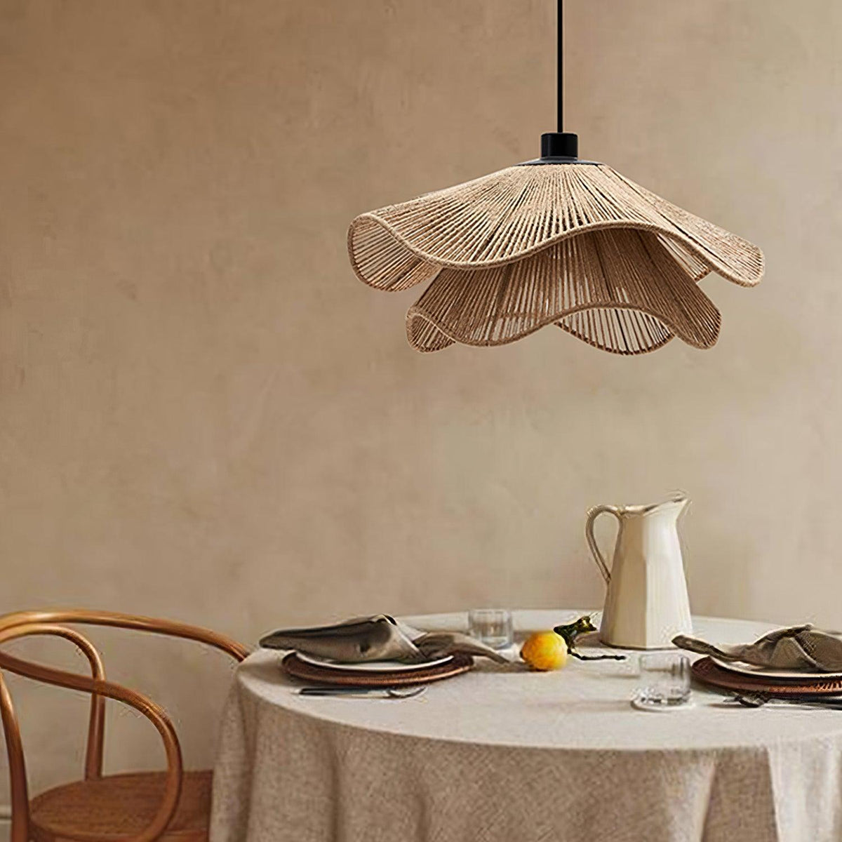 Avenaenne Pendant Lamp Handmade Straw Hat Double Layer