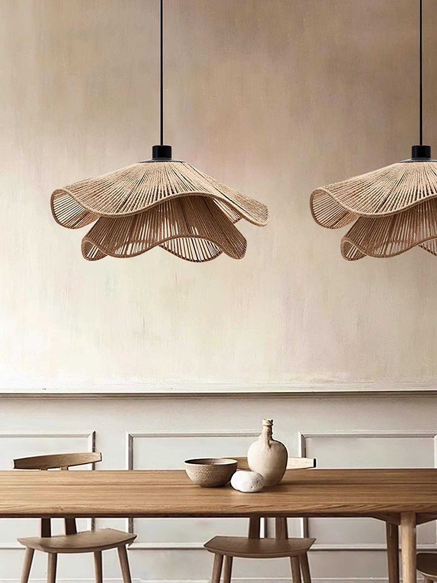 Avenaenne Pendant Lamp Handmade Straw Hat Double Layer
