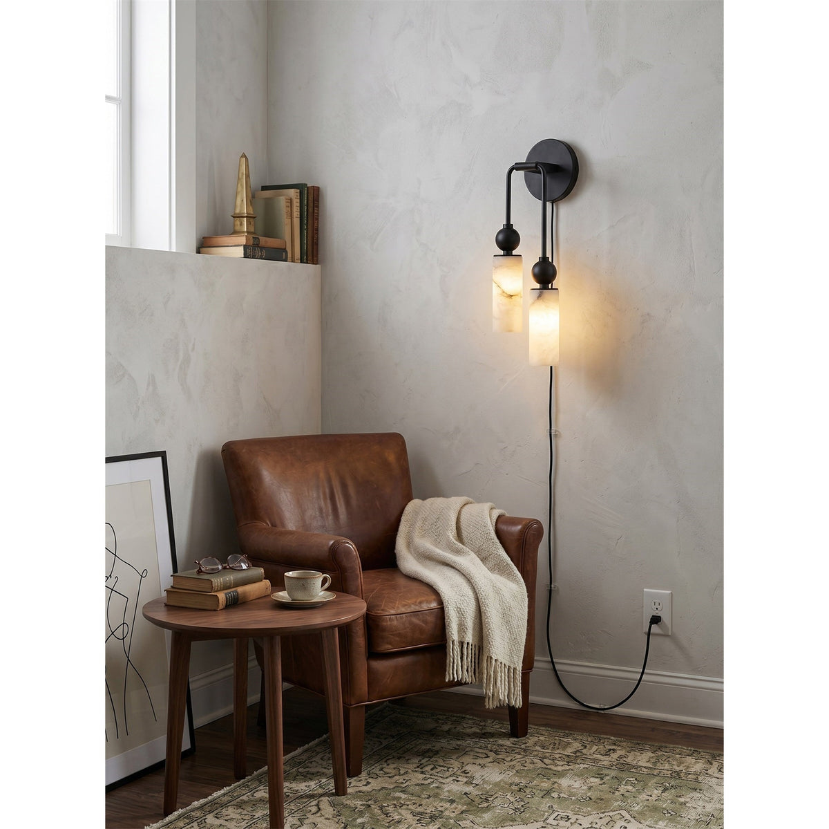Eiraina Alabaster Plug-in Wall Sconce